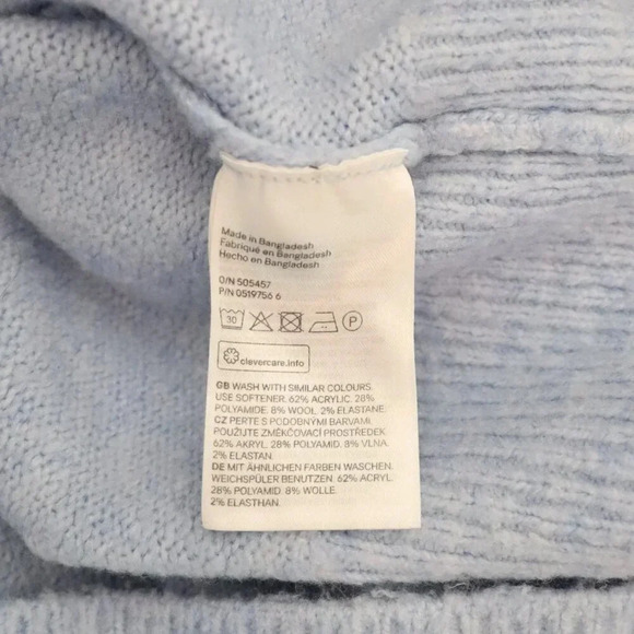 H&M‎ Blue Women's Oversized Small Wool Knit Stretch Crewneck Long Sleeve Sweater - Picture 9 of 9